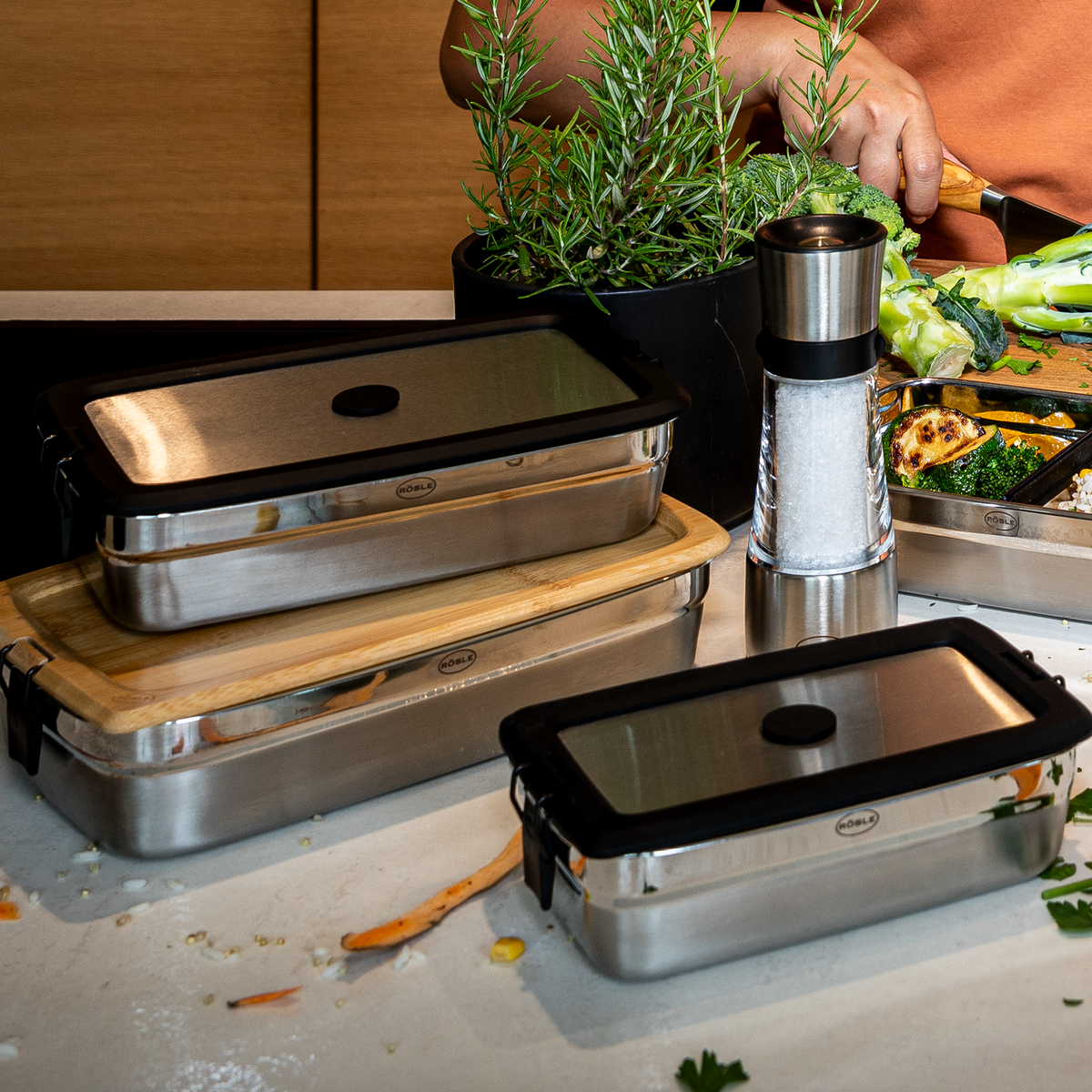 Stainless Steel Lid FLEXX 2GO 1,0 L rectangular with Clips