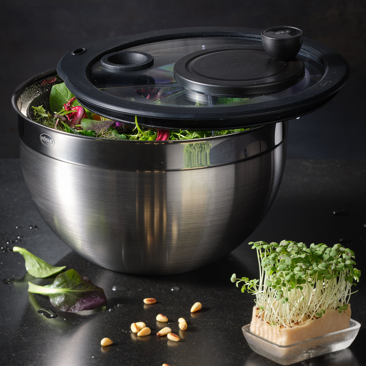 Salad Spinner with glass lid Ø 24 cm|9.5 in.